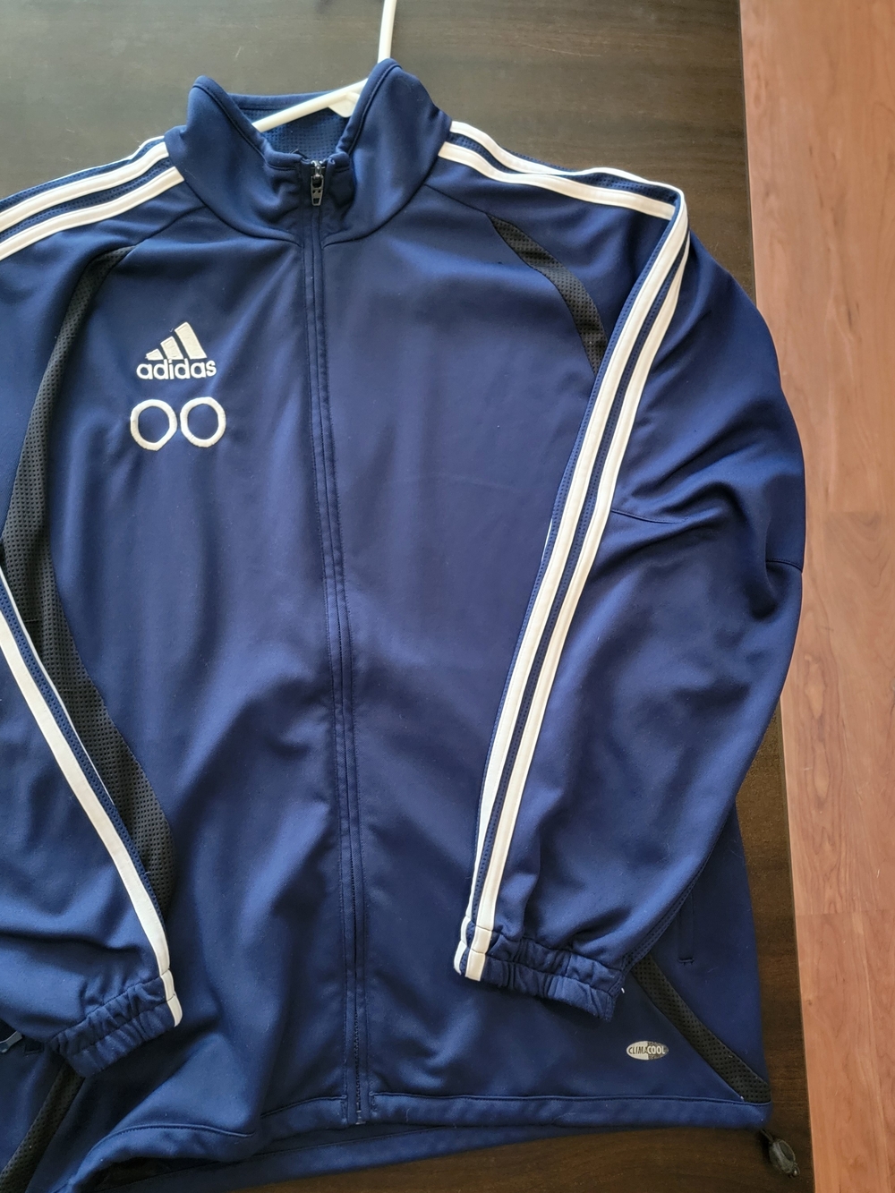 adidas Navy and White Lightweight Zip-Front Track Jacket